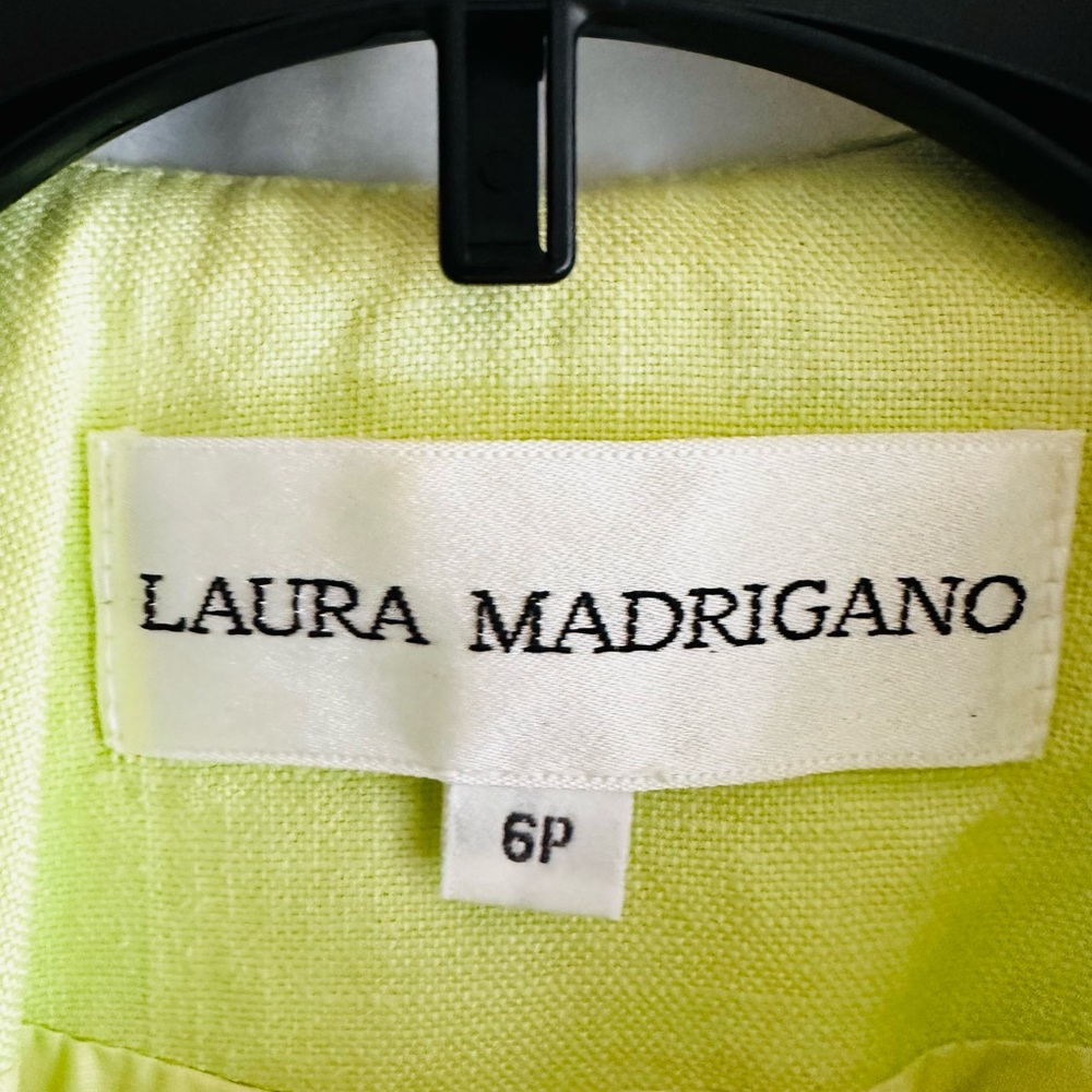 Laura Madrigano VINTAGE lime green suit Jackie O Vibes Sz 6p 100% linen - Picture 2 of 7